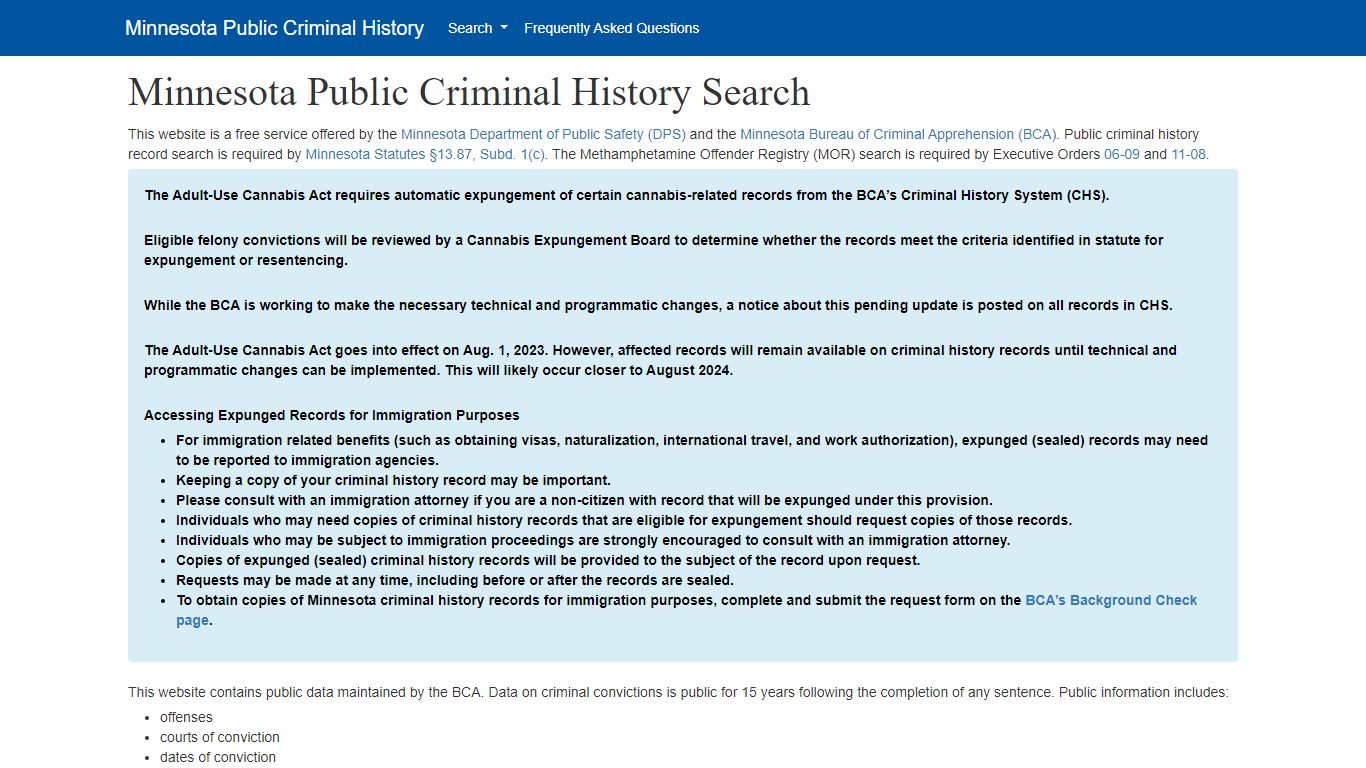 Minnesota Public Criminal History